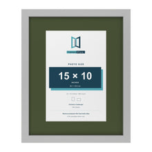 Light Grey 20 x 16 inch picture frame with a green mount for a 15 x 10 inch photo