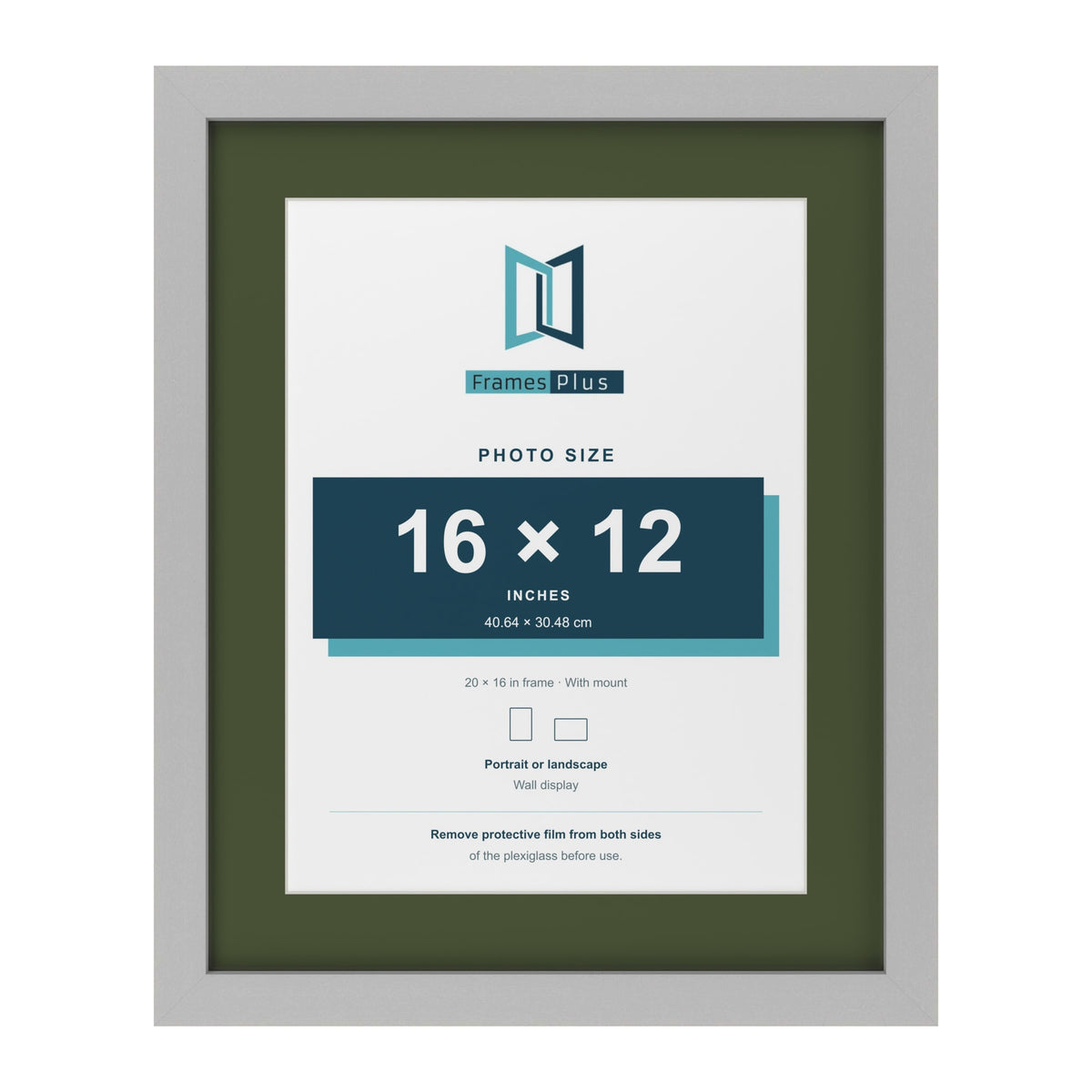 Light Grey 20 x 16 inch picture frame with a green mount for a 16 x 12 inch photo