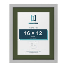 Light Grey 20 x 16 inch picture frame with a green mount for a 16 x 12 inch photo