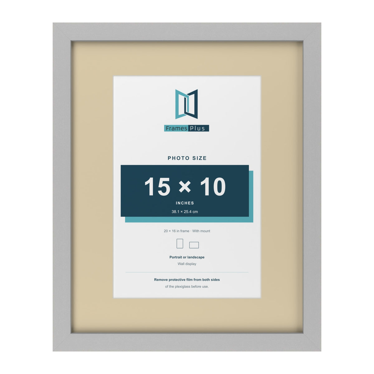 Light Grey 20 x 16 inch picture frame with an ivory mount for a 15 x 10 inch photo
