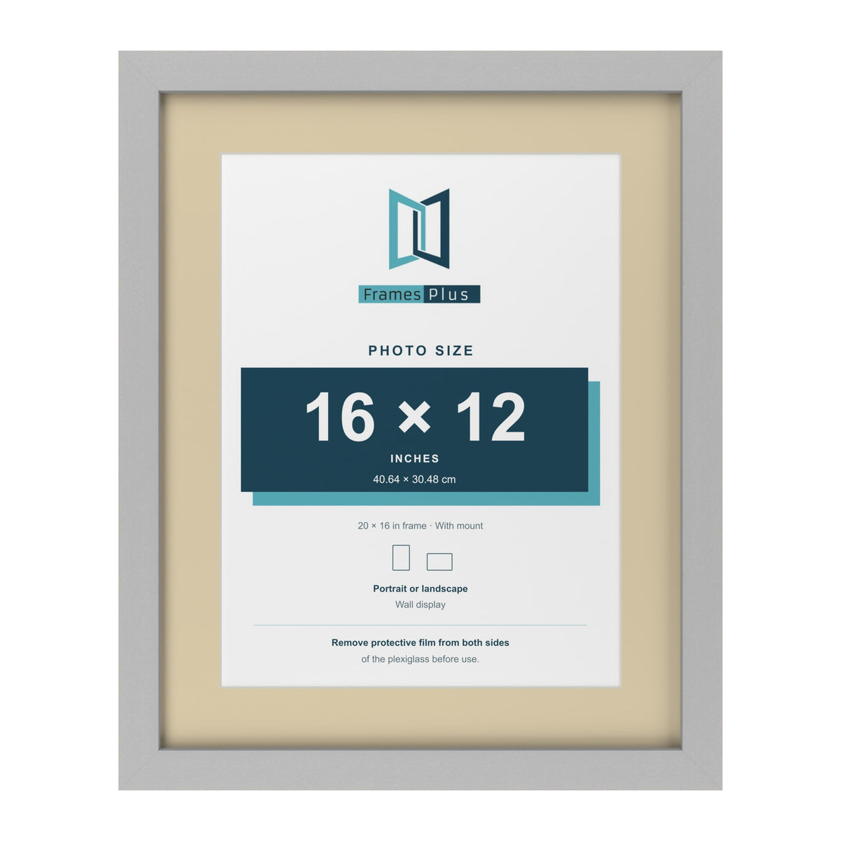 Light Grey 20 x 16 inch picture frame with an ivory mount for a 16 x 12 inch photo