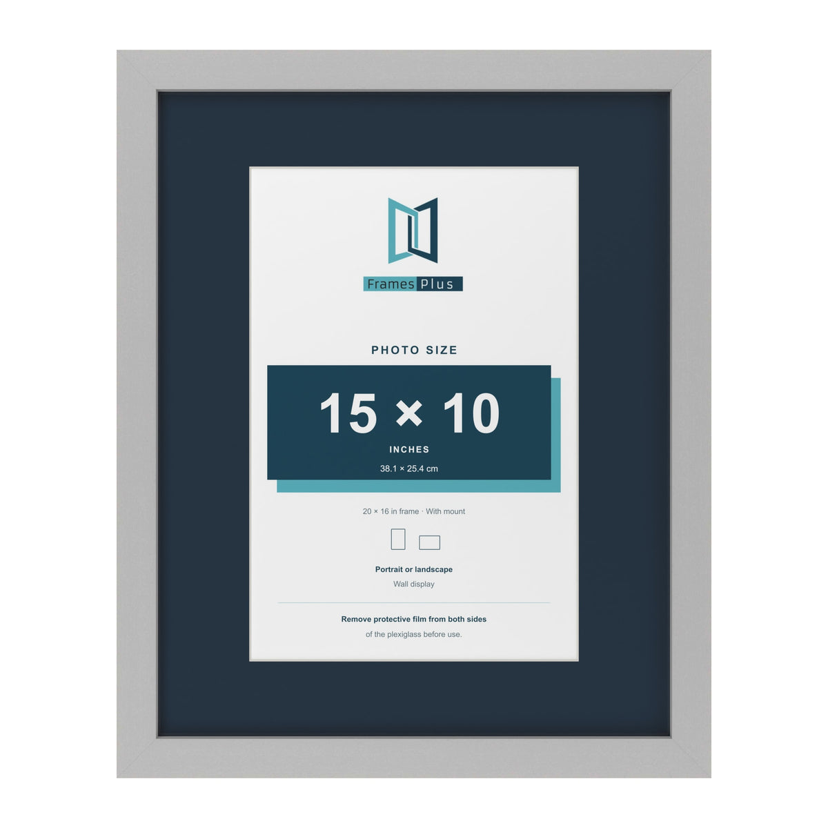 Light Grey 20 x 16 inch picture frame with a Pacific Blue mount for a 15 x 10 inch photo