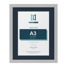 Light Grey 20 x 16 inch picture frame with a Pacific Blue mount for an A3 photo