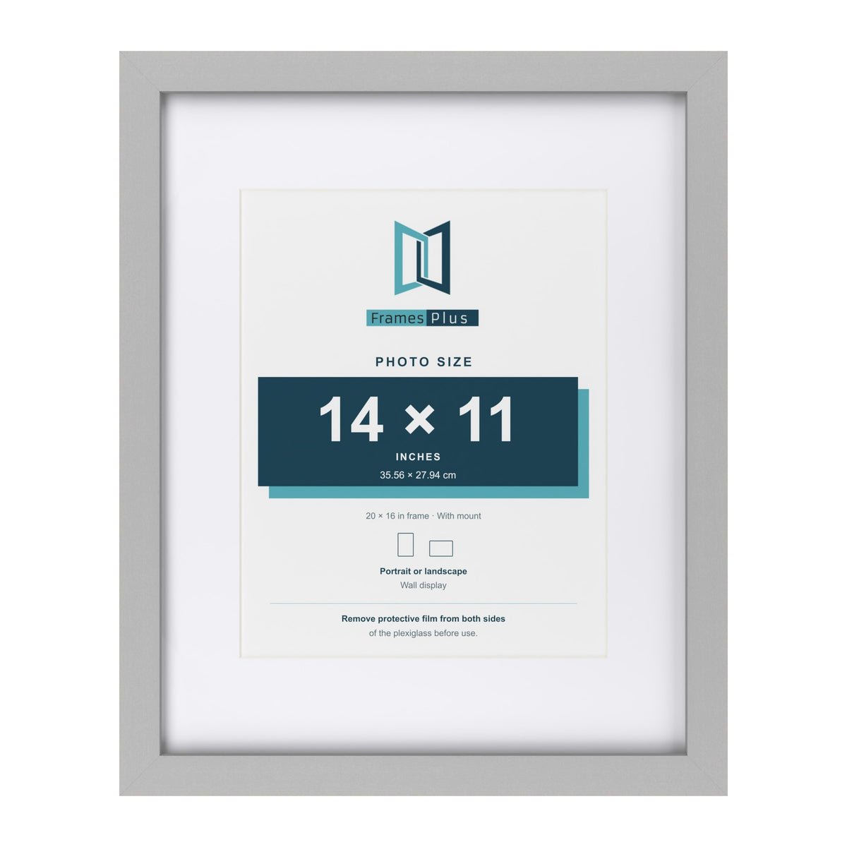 Light Grey 20 x 16 inch picture frame with a white mount for a 14 x 11 inch photo