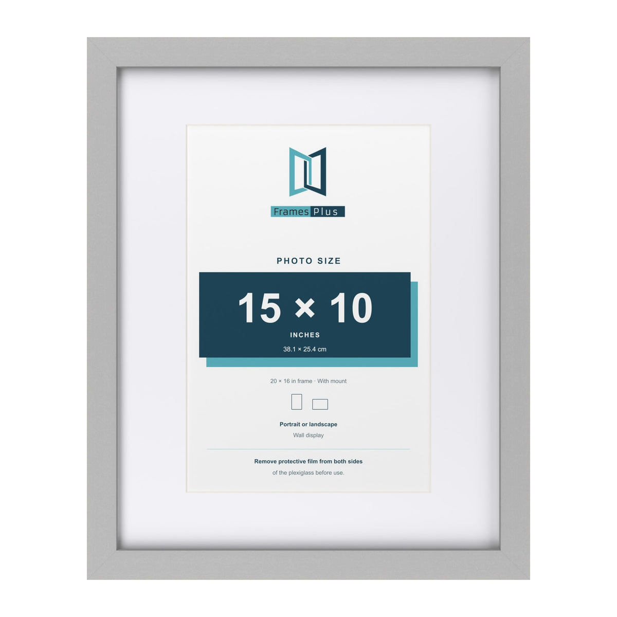 Light Grey 20 x 16 inch picture frame with a white mount for a 15 x 10 inch photo