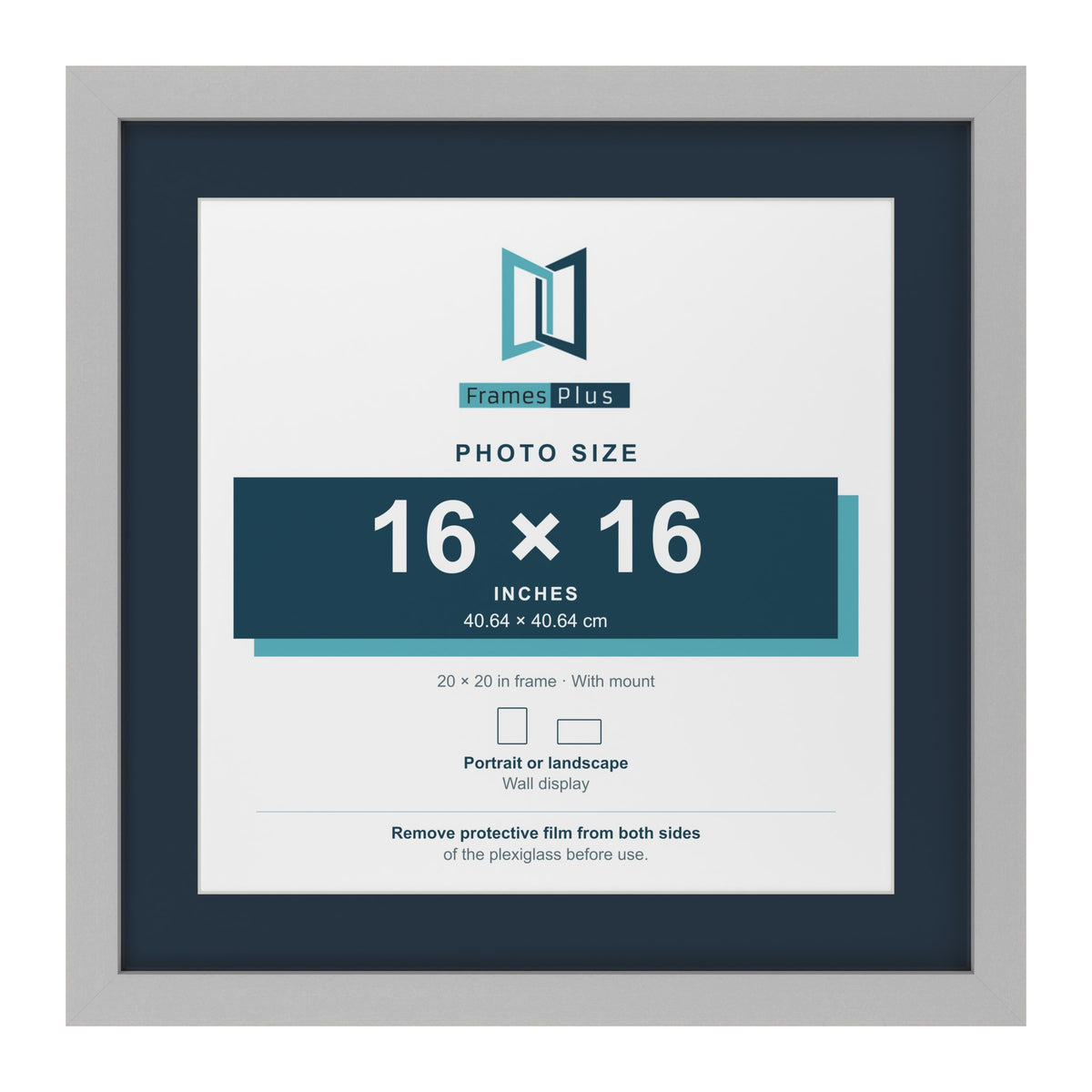 Light Grey 20 x 20 inch picture frame with a Pacific Blue mount for a 16 x 16 inch photo