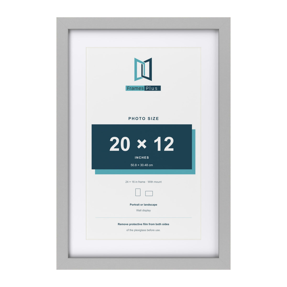 Light Grey 24 x 16 inch picture frame with a white mount for a 20 x 12 inch photo