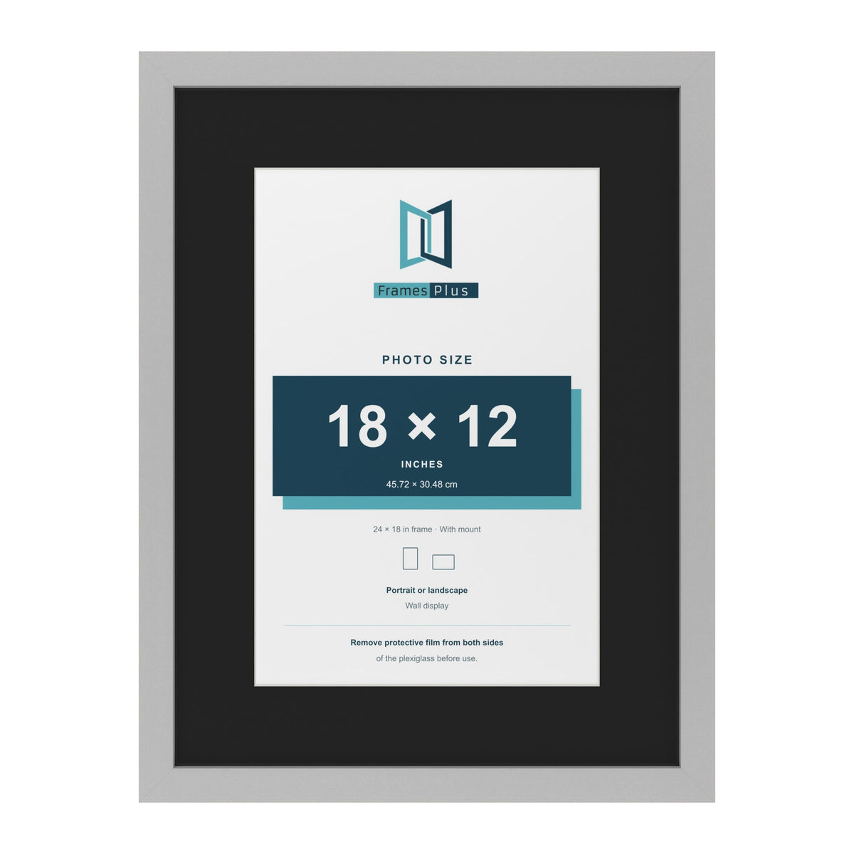 Light Grey 24 x 18 inch picture frame with a black mount for an 18 x 12 inch photo