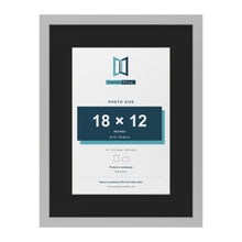 Light Grey 24 x 18 inch picture frame with a black mount for an 18 x 12 inch photo