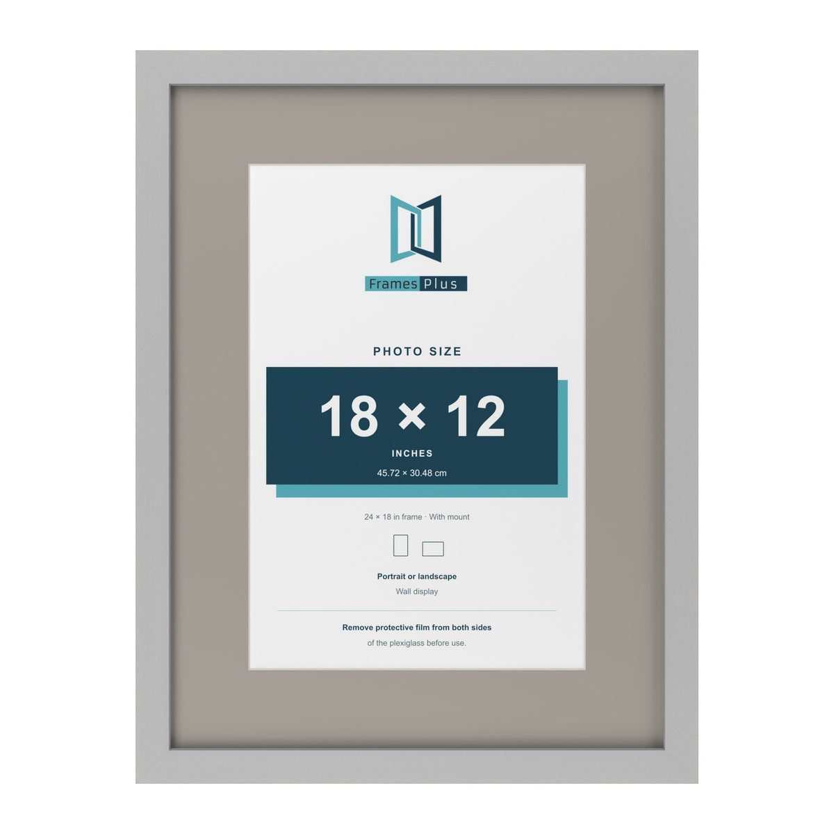 Light Grey 24 x 18 inch picture frame with a Dawn Grey mount for an 18 x 12 inch photo
