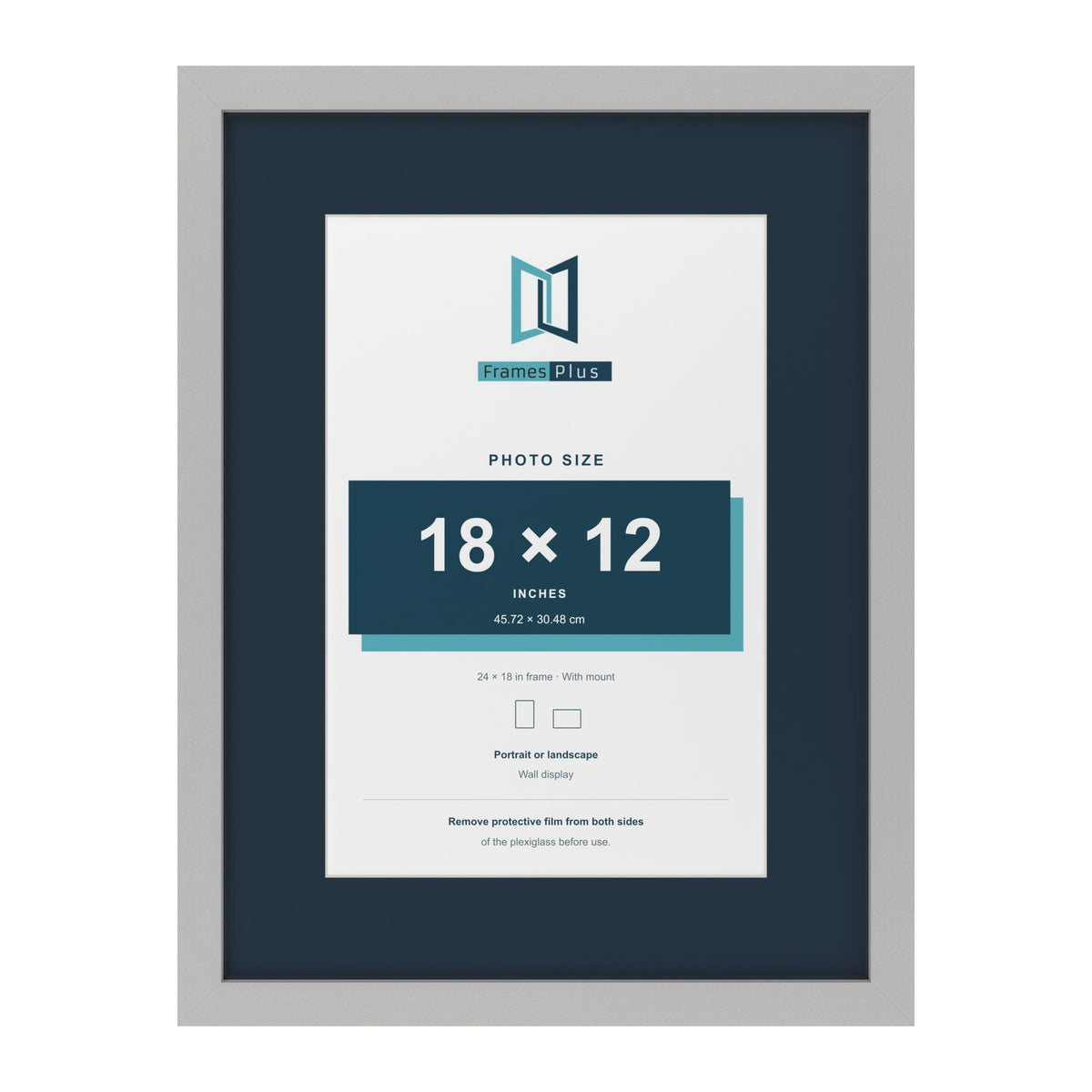 Light Grey 24 x 18 inch picture frame with a Pacific Blue mount for an 18 x 12 inch photo