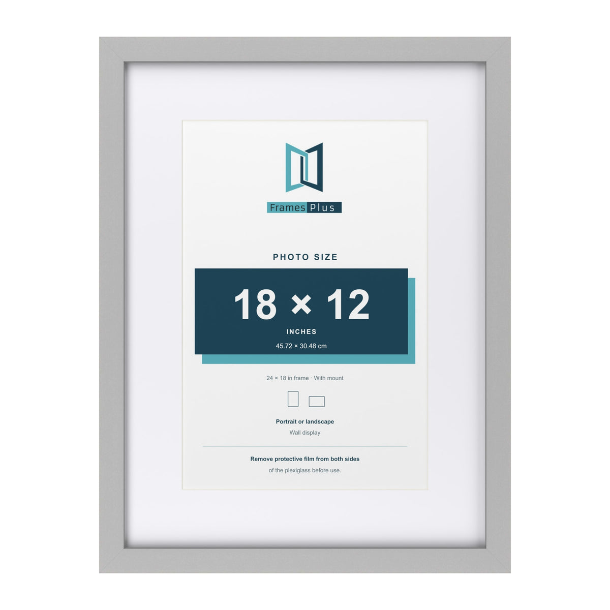 Light Grey 24 x 18 inch picture frame with a white mount for a 18 x 12 inch photo