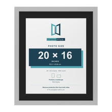 Light Grey 24 x 20 inch picture frame with a black mount for a 20 x 16 inch photo