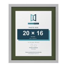 Light Grey 24 x 20 inch picture frame with a green mount for a 20 x 16 inch photo