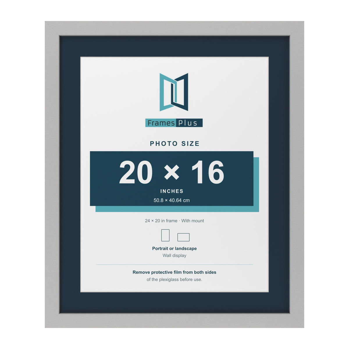 Light Grey 24 x 20 inch picture frame with a Pacific Blue mount for a 20 x 16 inch photo