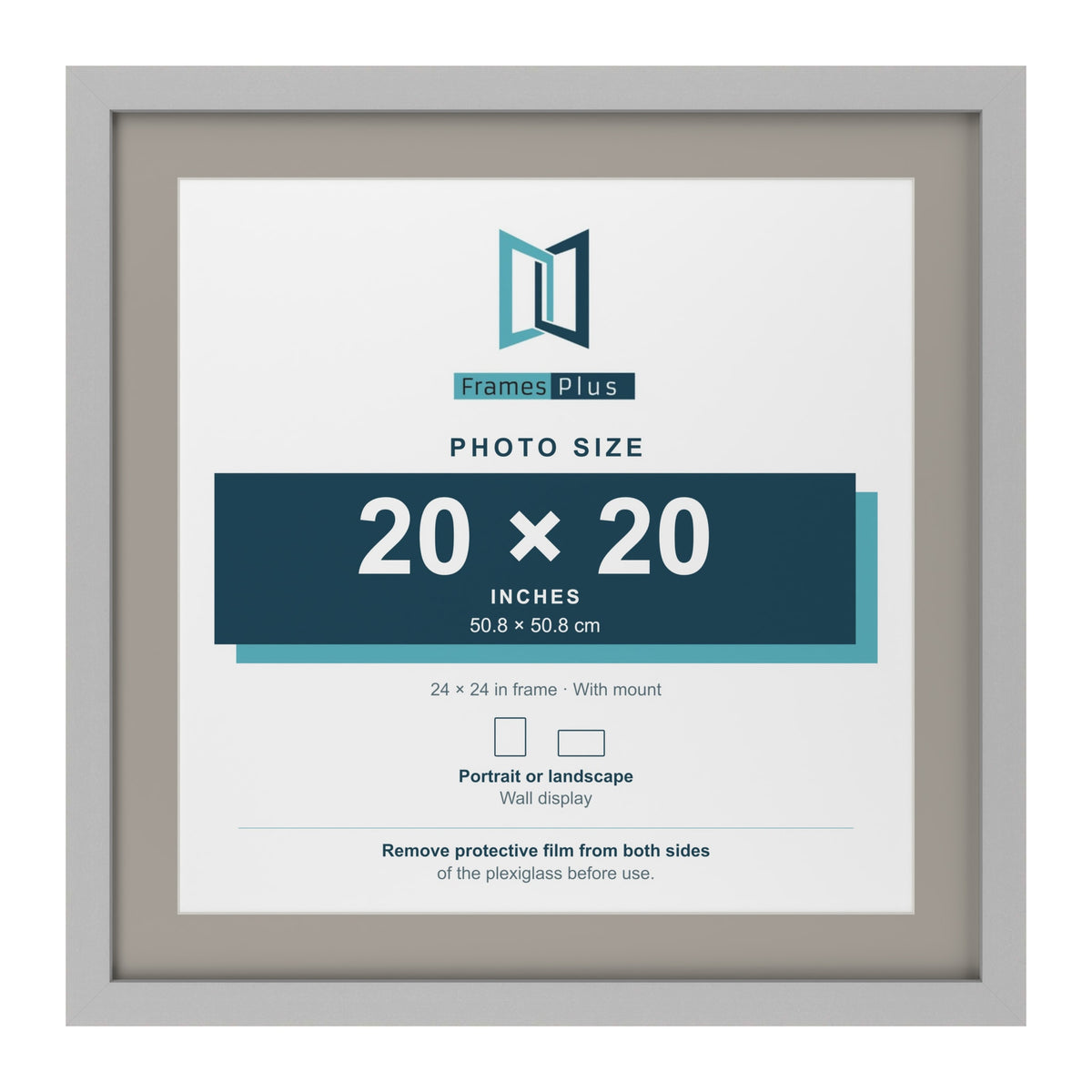 Light Grey 24 x 24 inch picture frame with a Dawn Grey mount for a 20 x 20 inch photo
