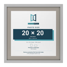 Light Grey 24 x 24 inch picture frame with a Dawn Grey mount for a 20 x 20 inch photo