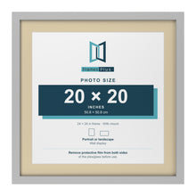 Light Grey 24 x 24 inch picture frame with an ivory mount for a 20 x 20 inch photo