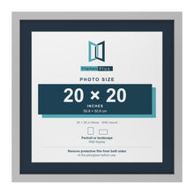 Light Grey 24 x 24 inch picture frame with a Pacific Blue mount for a 20 x 20 inch photo
