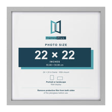 Light Grey 24 x 24 inch picture frame with a white mount for a 22 x 22 inch photo