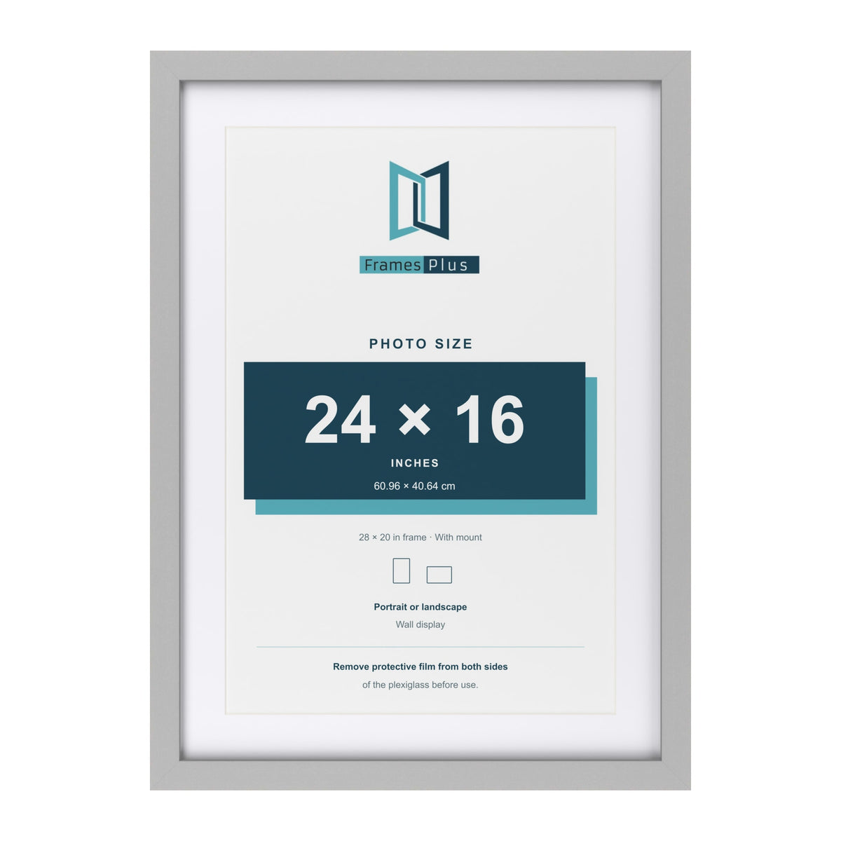 Light Grey 28 x 20 inch picture frame with a white mount for a 24 x 16 inch photo
