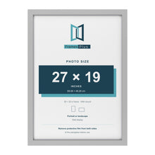 Light Grey 28 x 20 inch picture frame with a white mount for a 27 x 19 inch photo