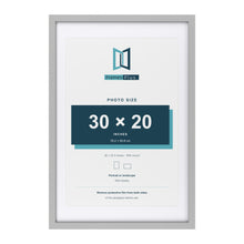 Light Grey 36 x 24 inch picture frame with a white mount for a 30 x 20 inch photo