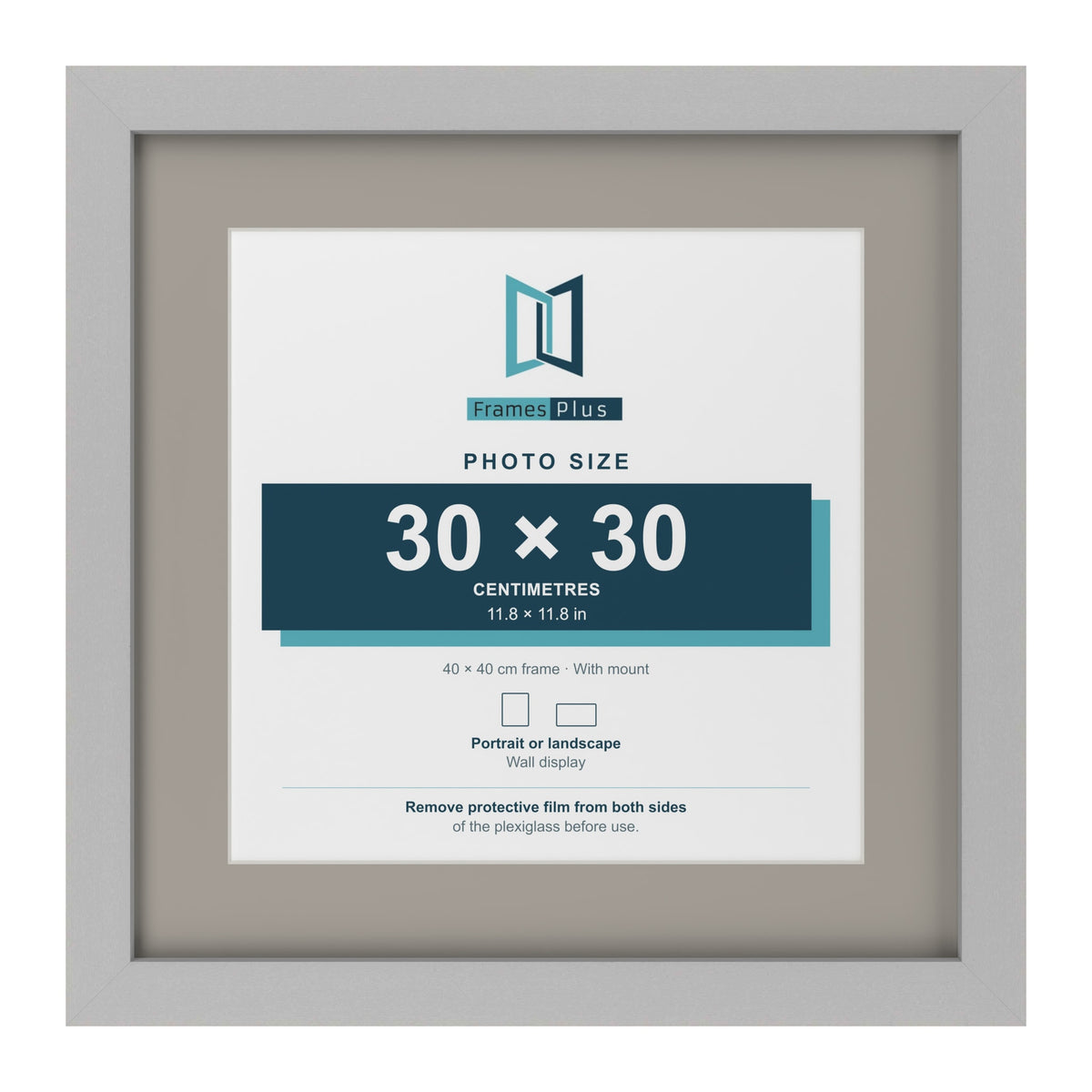 Light Grey 40 x 40 cm picture frame with a Dawn Grey mount for a 30 x 30 cm photo
