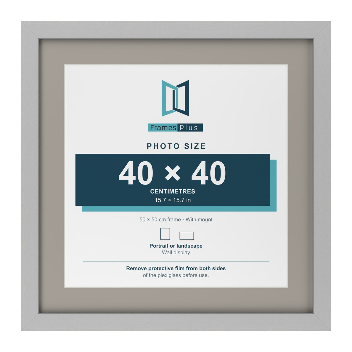 Light Grey 50 x 50 cm picture frame with a Dawn Grey mount for a 40 x 40 cm photo