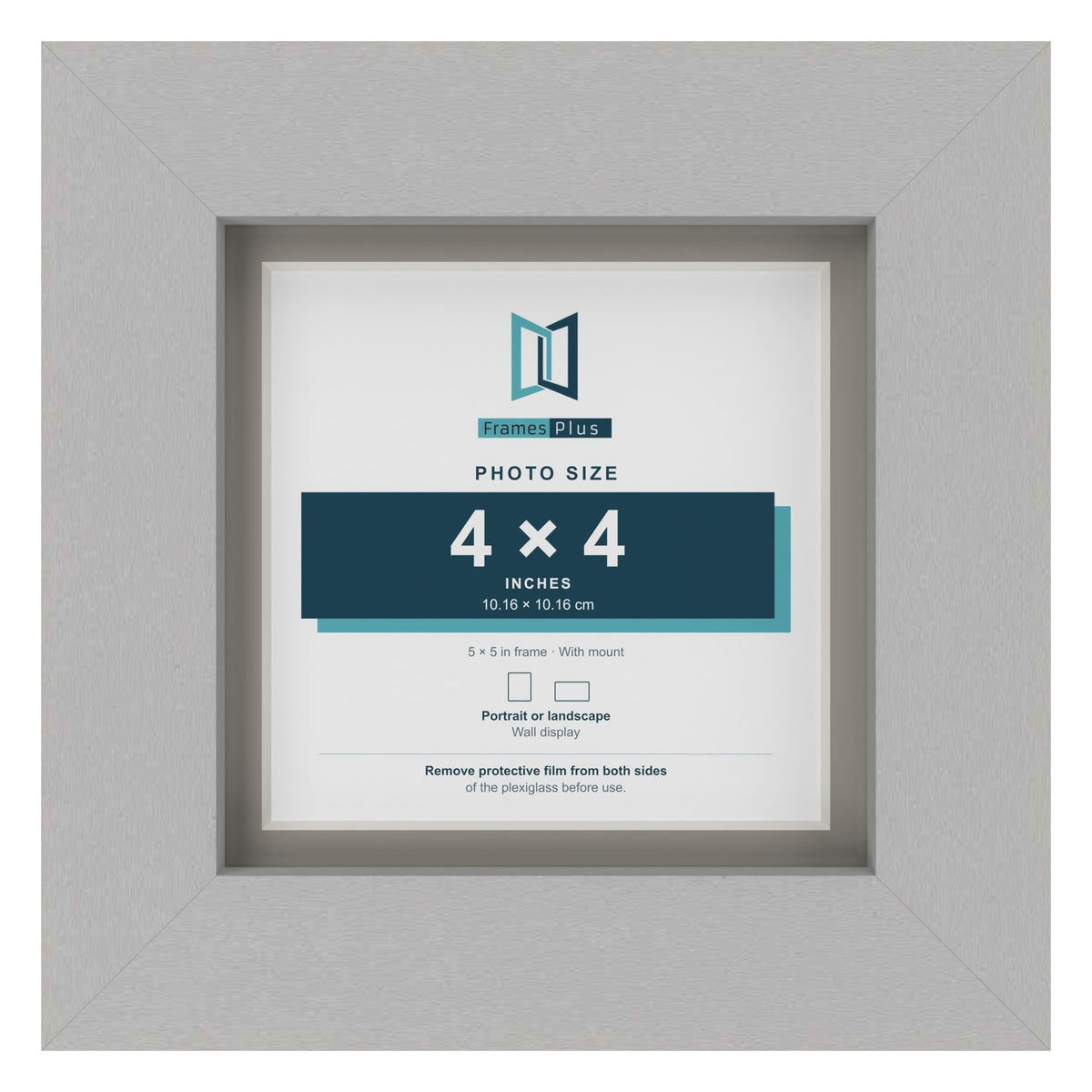 Light Grey 5 x 5 inch picture frame with a Dawn Grey mount for a 4 x 4 inch photo