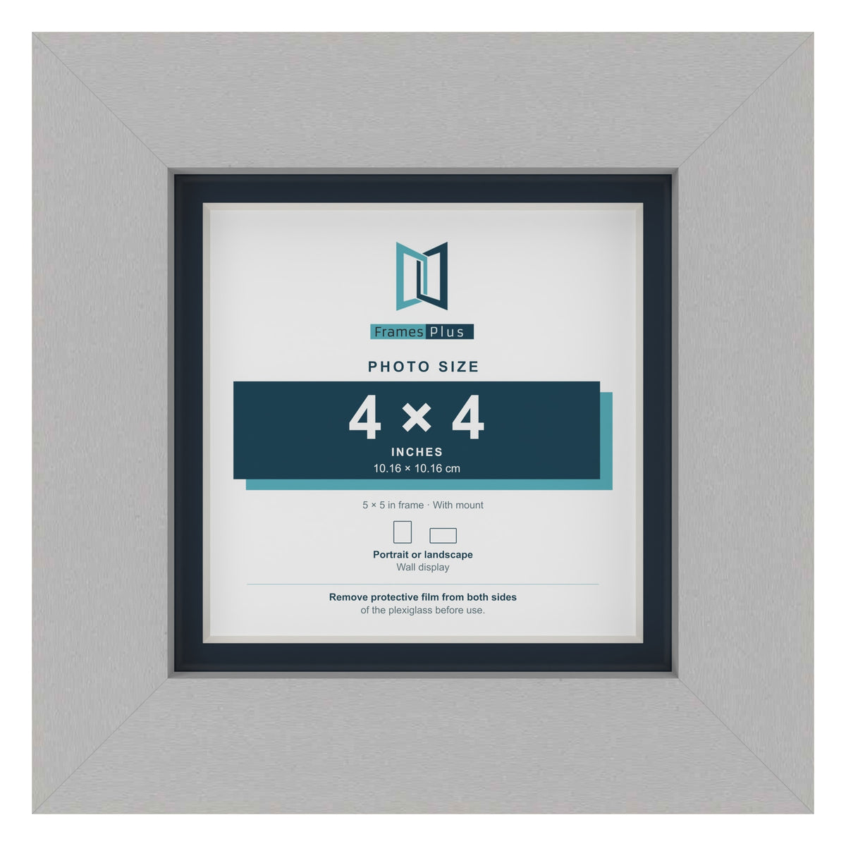 Light Grey 5 x 5 inch picture frame with a Pacific Blue mount for a 4 x 4 inch photo