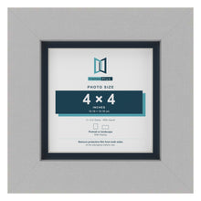 Light Grey 5 x 5 inch picture frame with a Pacific Blue mount for a 4 x 4 inch photo
