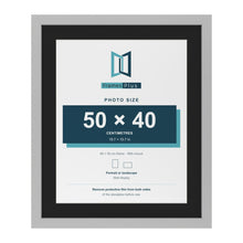 Light Grey 60 x 50 cm picture frame with a black mount for a 50 x 40 cm photo