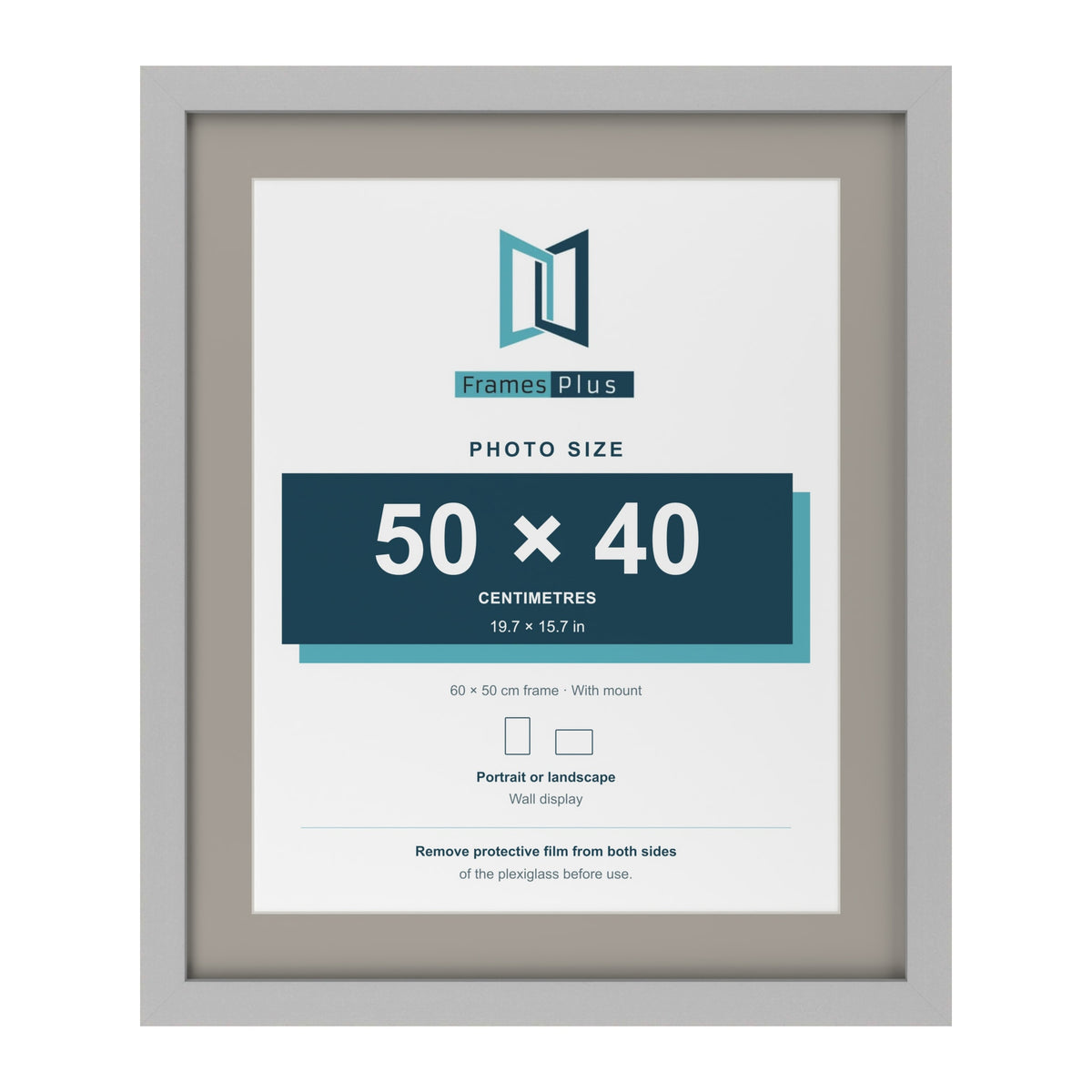 Light Grey 60 x 50 cm picture frame with a Dawn Grey mount for a 50 x 40 cm photo