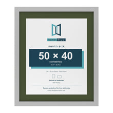Light Grey 60 x 50 cm picture frame with a green mount for a 50 x 40 cm photo