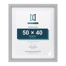 Light Grey 60 x 50 cm picture frame with a white mount for a 50 x 40 cm photo