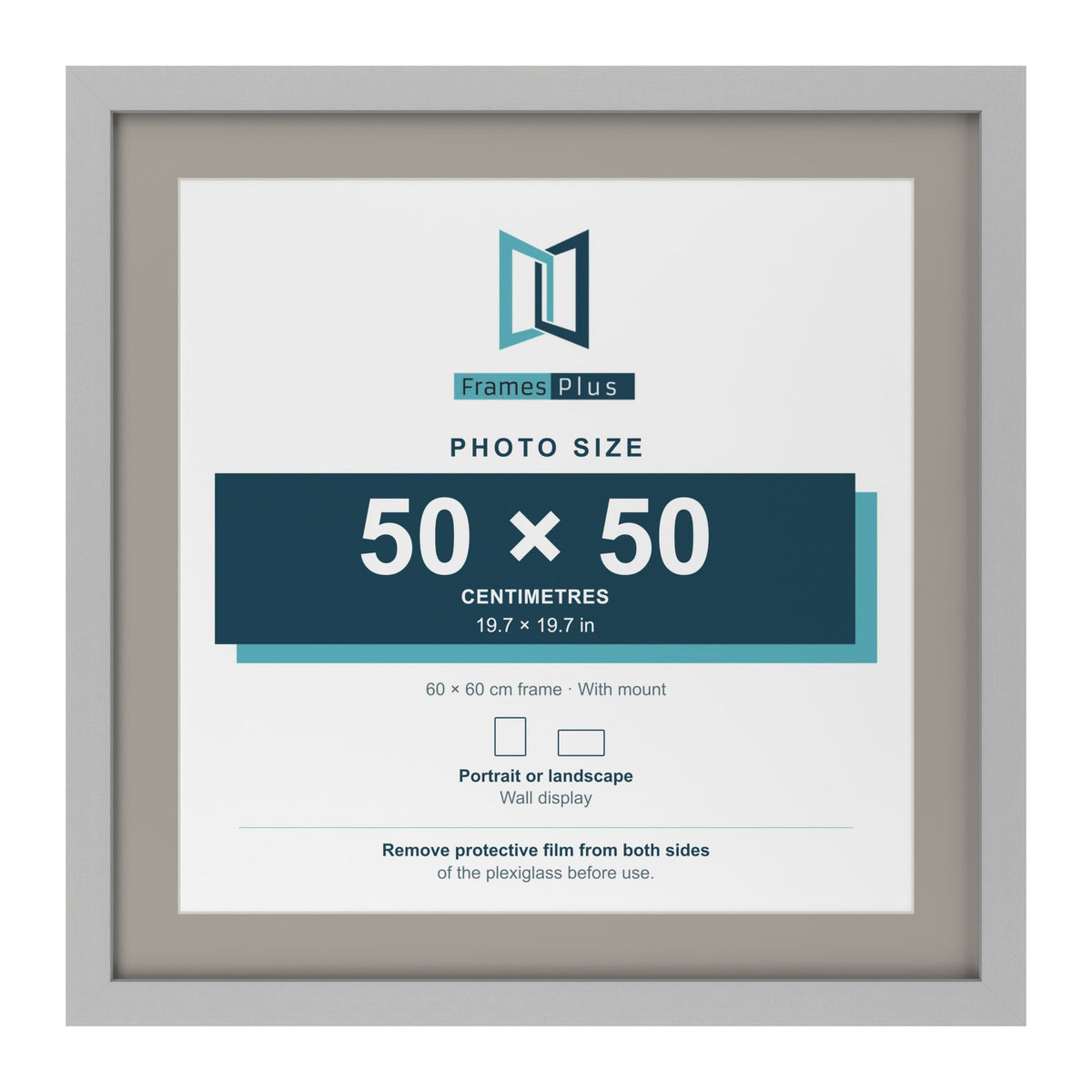 Light Grey 60 x 60 cm picture frame with a Dawn Grey mount for a 50 x 50 cm photo