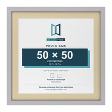 Light Grey 60 x 60 cm picture frame with an ivory mount for a 50 x 50 cm photo