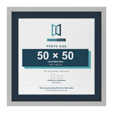 Light Grey 60 x 60 cm picture frame with a Pacific Blue mount for a 50 x 50 cm photo