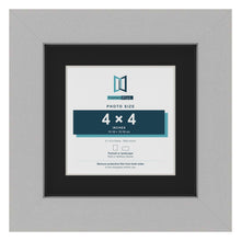 Light Grey 6 x 6 inch picture frame with a black mount for a 4 x 4 inch photo
