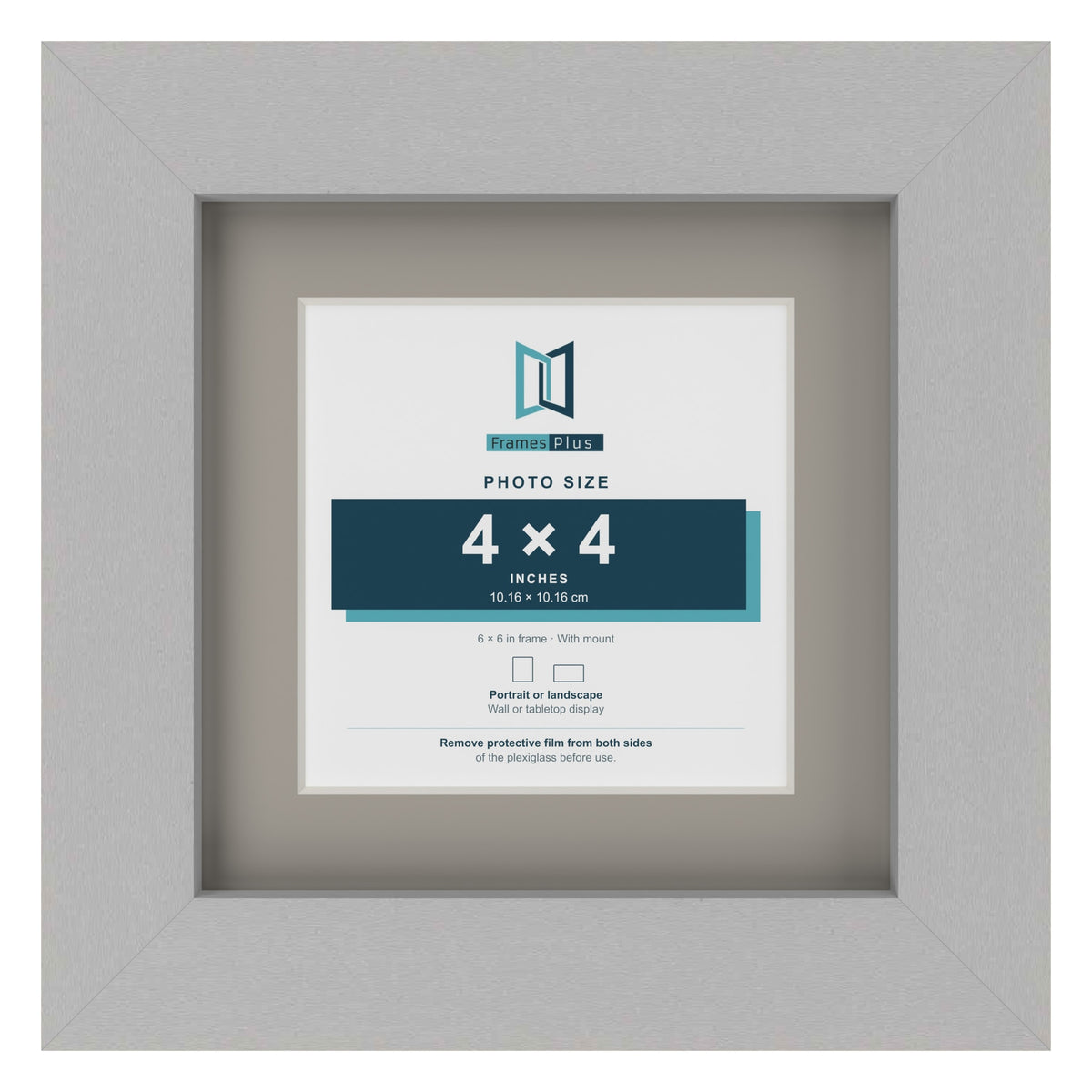 Light Grey 6 x 6 inch picture frame with a Dawn Grey mount for a 4 x 4 inch photo
