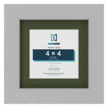 Light Grey 6 x 6 inch picture frame with a green mount for a 4 x 4 inch photo
