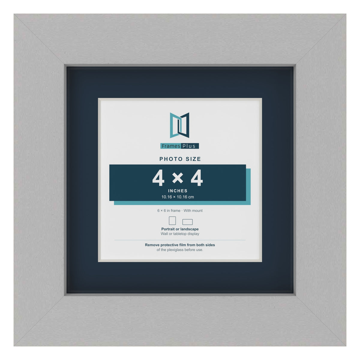 Light Grey 6 x 6 inch picture frame with a Pacific Blue mount for a 4 x 4 inch photo