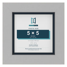 Light Grey 6 x 6 inch picture frame with a Pacific Blue mount for a 5 x 5 inch photo