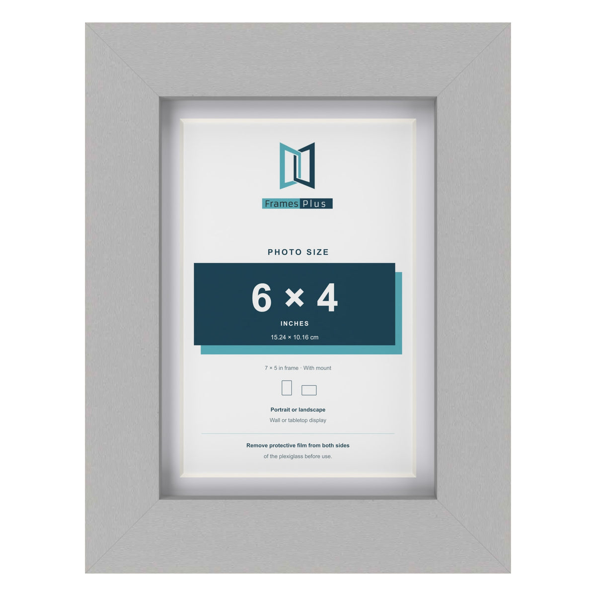 Light Grey 7 x 5 inch picture frame with a white mount for a 6 x 4 inch photo