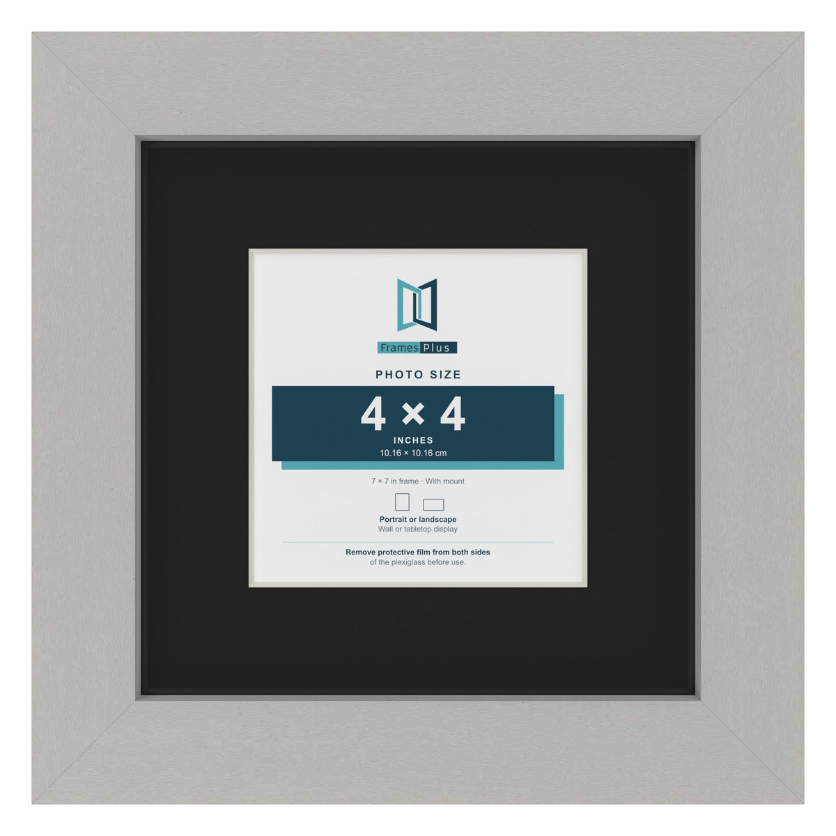 Light Grey 7 x 7 inch picture frame with a black mount for a 4 x 4 inch photo