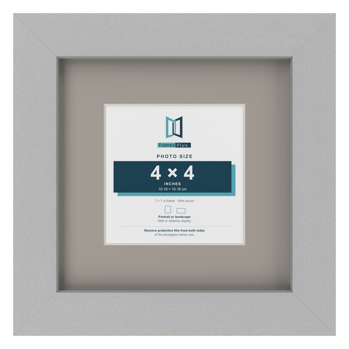 Light Grey 7 x 7 inch picture frame with a Dawn Grey mount for a 4 x 4 inch photo