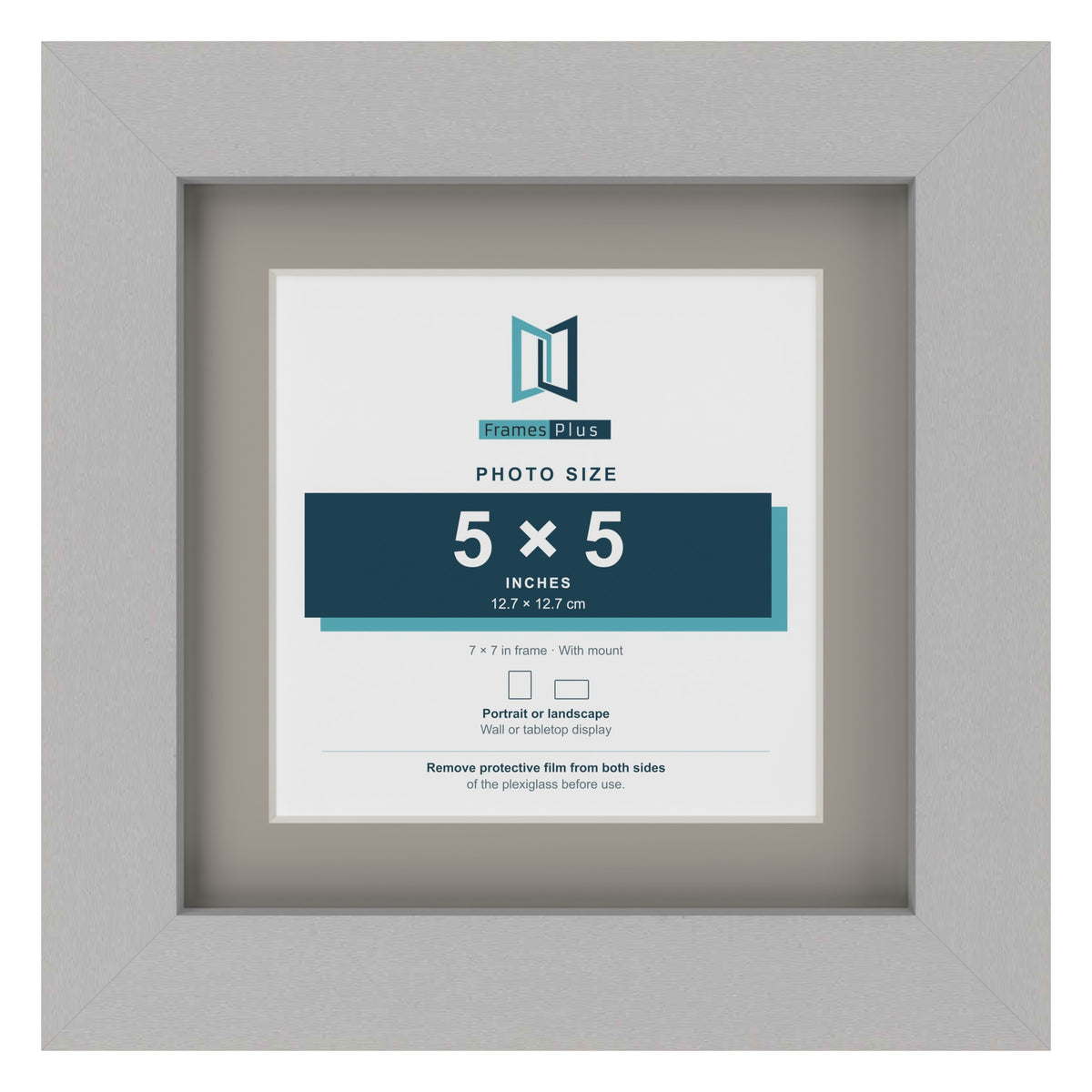 Light Grey 7 x 7 inch picture frame with a Dawn Grey mount for a 5 x 5 inch photo