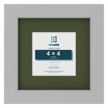 Light Grey 7 x 7 inch picture frame with a green mount for a 4 x 4 inch photo