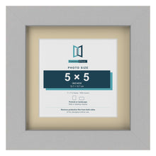Light Grey 7 x 7 inch picture frame with an ivory mount for a 5 x 5 inch photo